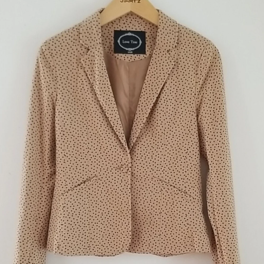 Love Tree Tan with black polka dots lined Blazer